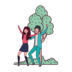 couple dancing in landscape with trees and plants
