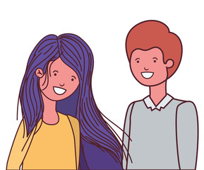 young couple in white background avatar character