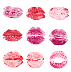 Lipstick kiss isolated on white background