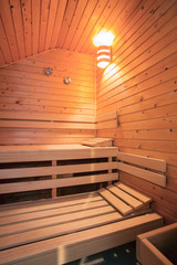sauna wooden bath steam room hot healthy life, empty interior