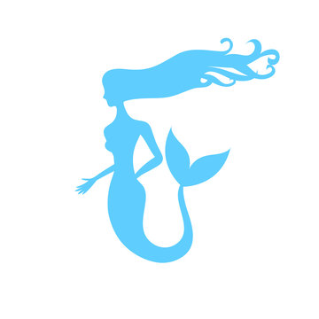 Vector symbol of gentle silhouette mermaid