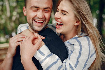Couple in a forest, warm summer, lovely weather