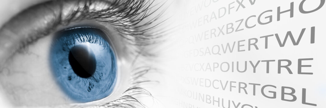 Blue Eye Looking At letters