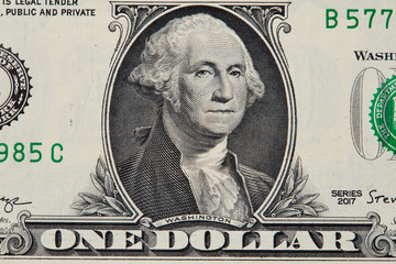 Washington's close up portret on a dollar bill