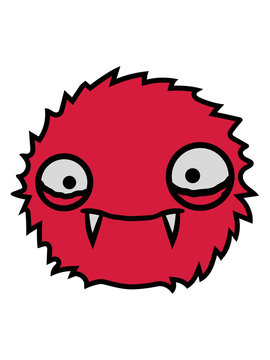 vampir ball haarig wuschel s&uuml;&szlig; niedlich klein kugel rund monster gesicht b&ouml;se lustig augen mund scharfe z&auml;hne horror halloween gruselig comic cartoon clipart