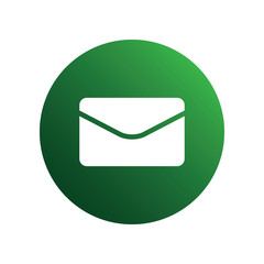 Closed envelope spherical green icon for business