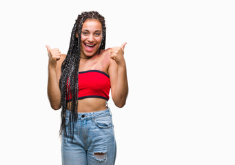 Young braided hair african american with pigmentation blemish birth mark over isolated background...