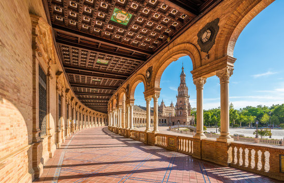The beautiful Plaza de Espana in Seville. Andalusia, Spain.