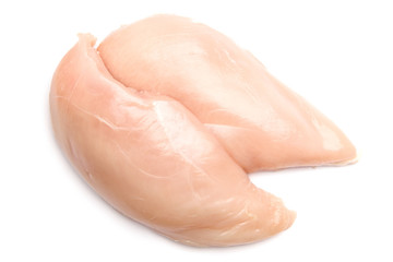 Raw chicken fillets isolated on white background.