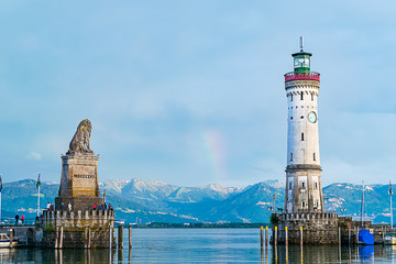 Der neue Leuchtturm mit dem Bayrischen L&ouml;wen in Lindau am Bodensee