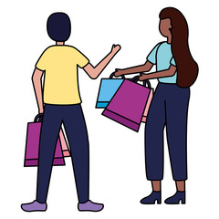 man and woman with shopping bags