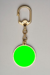 Keychain made of metals such as aluminum, brass, chrome which can be inscribed and emblemed for...