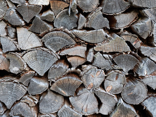 Close up image of firewood, flat lay