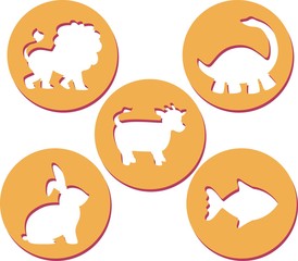 Animal stencil orange set art 