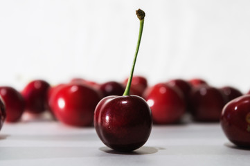 close-up of ripe cherry berries