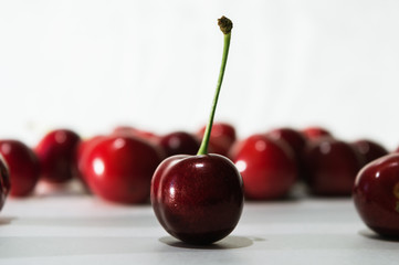close-up of ripe cherry berries