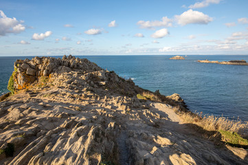 Fototapeta na wymiar Pointe du Grouin in Cancale. Emerald Coast, Brittany, France ,