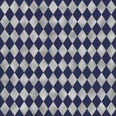 Blue and Silver Seamless Pattern - Diamond argyle repeating pattern design