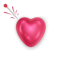 Heart and needle. Vector on white background the symbol of love is dead or unrequited love.