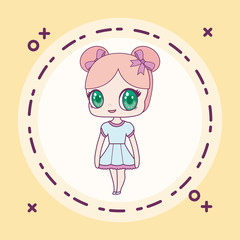cute little doll in frame circular