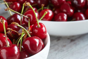 Cherries in a white bowl