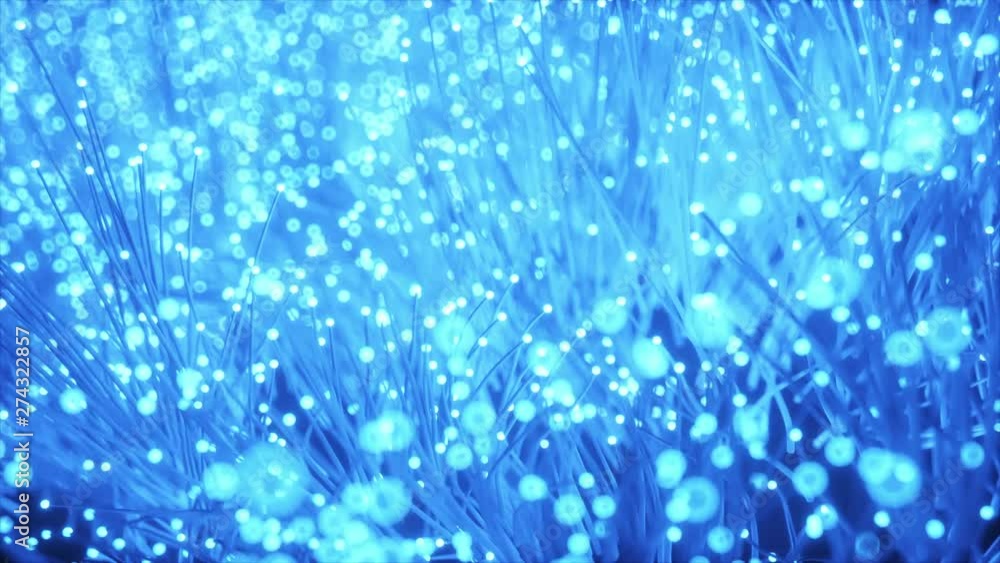 Poster distribution of the light signal. growing bunch of optical fibers. used for high speed internet conn