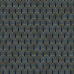 Art Deco Seamless Pattern - Repeating metallic pattern design with art deco motif