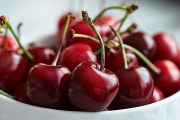 Cherries in a white bowl