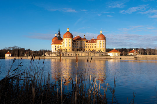 Sunset at Castle Moritzburg and Castle pond