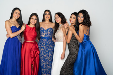 Group of Teen Girls Going To Prom Dance - obrazy, fototapety, plakaty