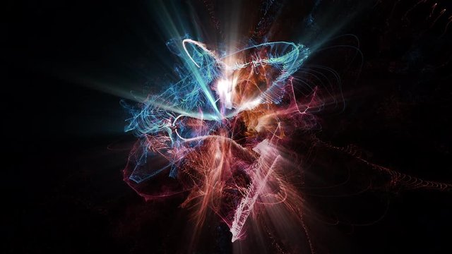 Atomic particles collide, spin and shine (Loop).