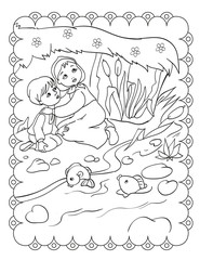 Coloring Book Of Sister And Brother Are Hiding