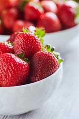 Strawberries in a white bowl