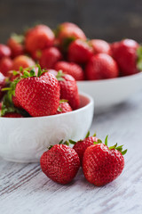 Image of Strawberries in a white bowl printed on Printed Glass Splashbacks