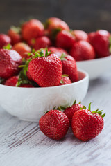 Strawberries in a white bowl