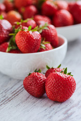 Strawberries in a white bowl