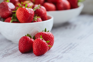 Strawberries in a white bowl