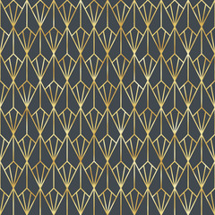 Fototapeta premium Art Deco Seamless Pattern - Repeating metallic pattern design with art deco motif