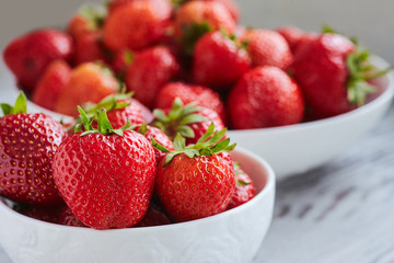 Strawberries in a white bowl