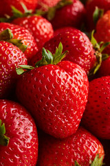 Several close-up strawberries. Fresh and juice