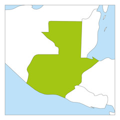 Map of Guatemala green highlighted with neighbor countries