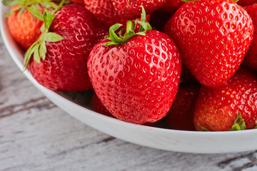 Strawberries in a white bowl
