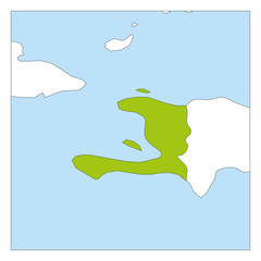 Map of Haiti green highlighted with neighbor countries