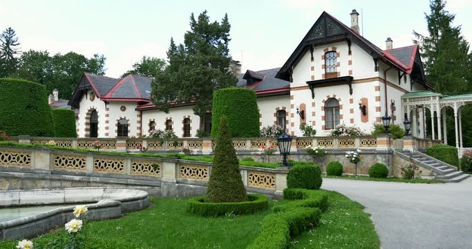 Hermesvilla Palace in Lainzer Tiergarten. Old architecture near Vienna, Austria