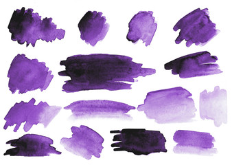 Many watercolor brush strokes. Set. Gradients.
