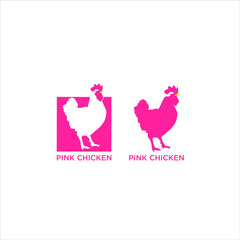 pink chicken logo vector