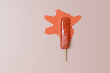 Poster with melted ice cream under the spotlights