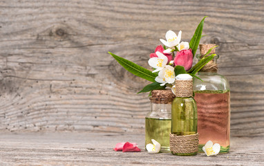 Eucalyptus jasmine roses flower massage oil in bottle