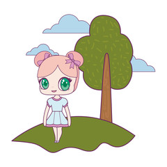 cute little doll in landscape