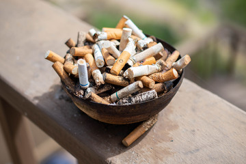 Cigarette butts, Stop smoking for your life.